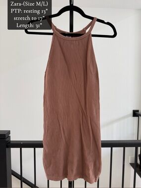 Zara Ribbed Tank shortie Dress - Mauve Brown
